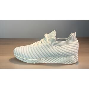 Urban Sport by J/Slides Womens 7M Lt Grey White Stripe Knit Opy Sneakers Shoes